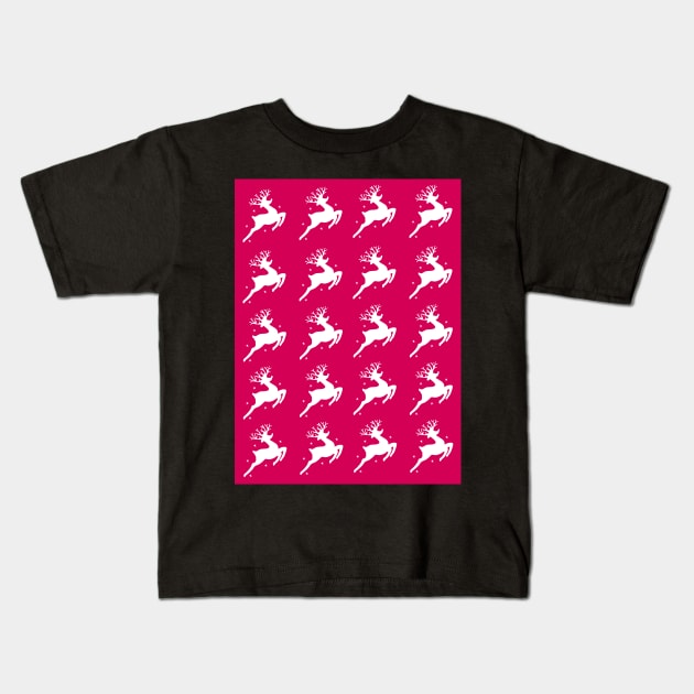 Magical christmas reindeer regular pink pattern Kids T-Shirt by Baobabprintstore